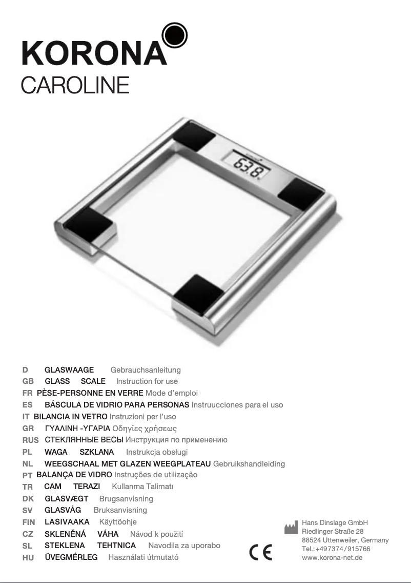 Image de la première page du manuel de l'appareil Caroline