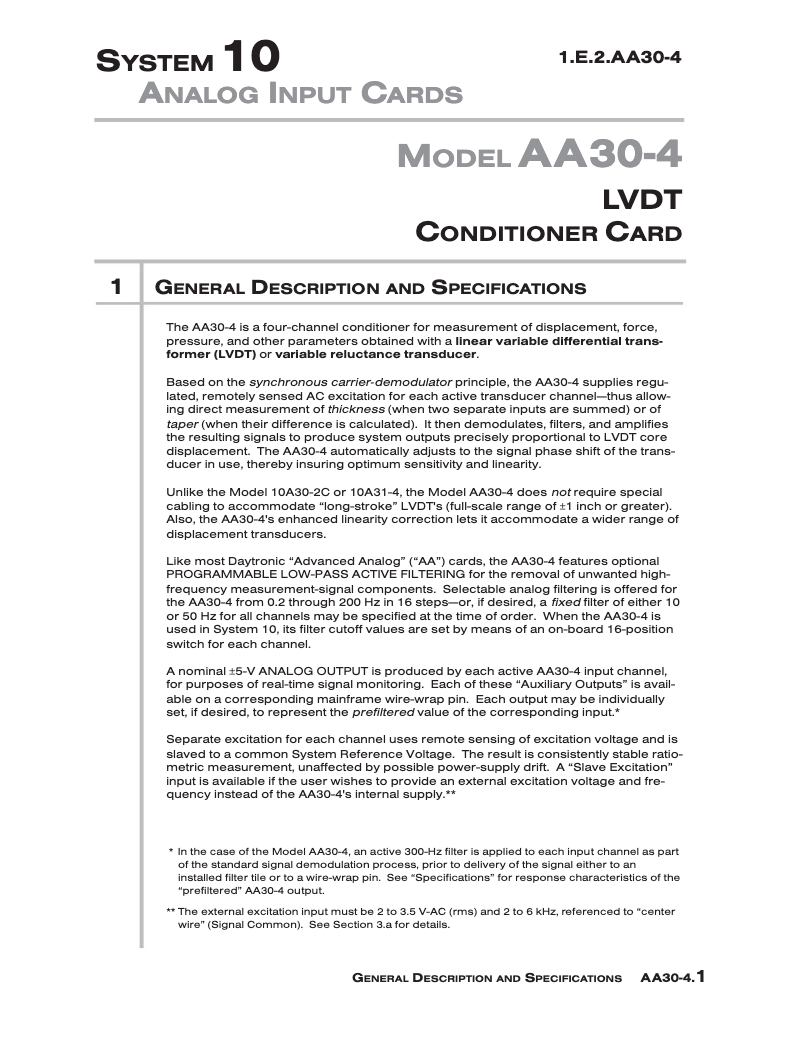 Page 1 de la notice Manuel utilisateur Daytronic AA30-4F1