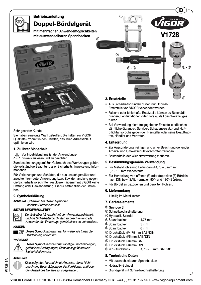 Page 1 de la notice Manuel utilisateur Vigor V1728