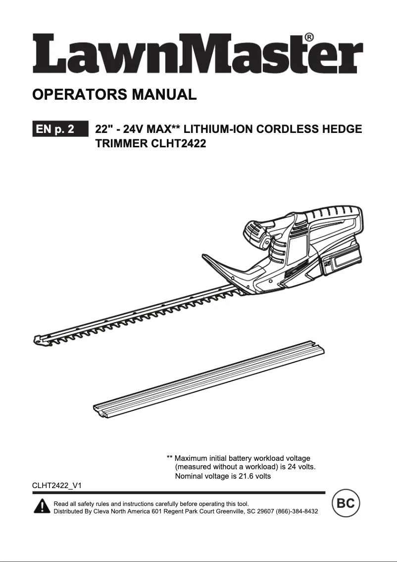 First page image of the manual for CLHT2422