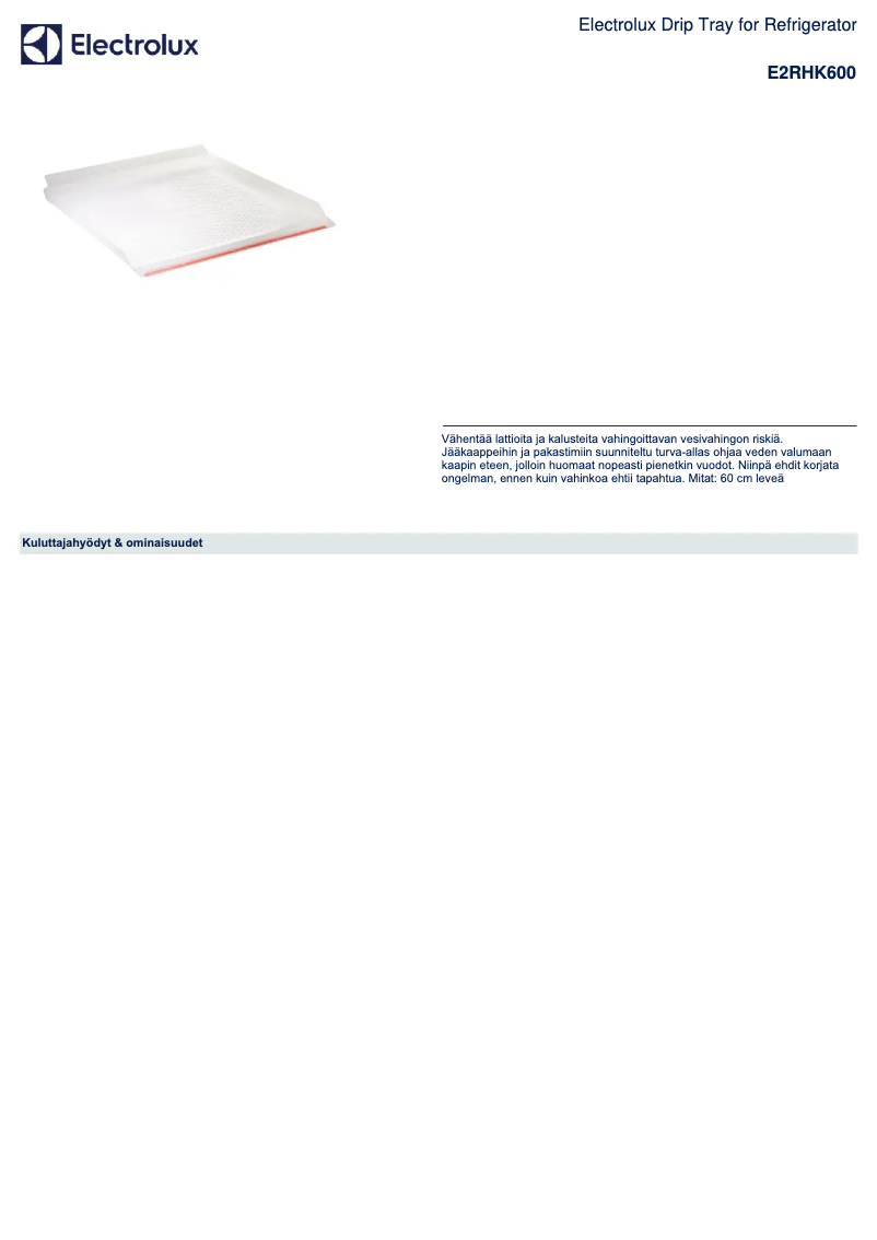 Page 1 de la notice Manuel utilisateur AEG E2RHK600