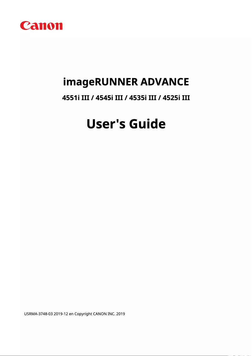 Image de la première page du manuel de l'appareil imageRUNNER ADVANCE 4551i III