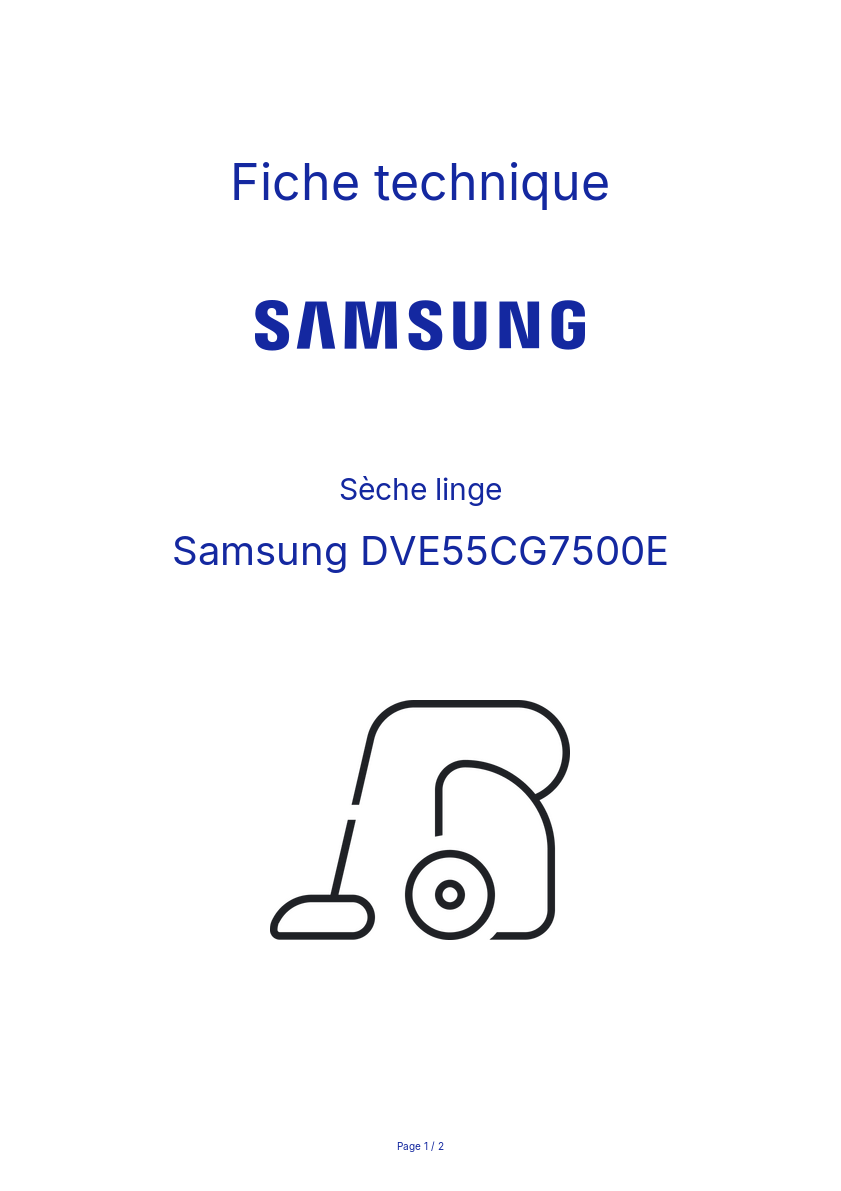 Page n°1 - Fiche technique Samsung DVE55CG7500E