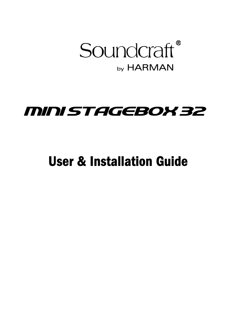 Page n°1 - Manuel utilisateur Soundcraft Mini Stagebox 32