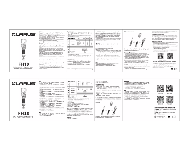 Página 1 del manual Manual de usuario Klarus FH10