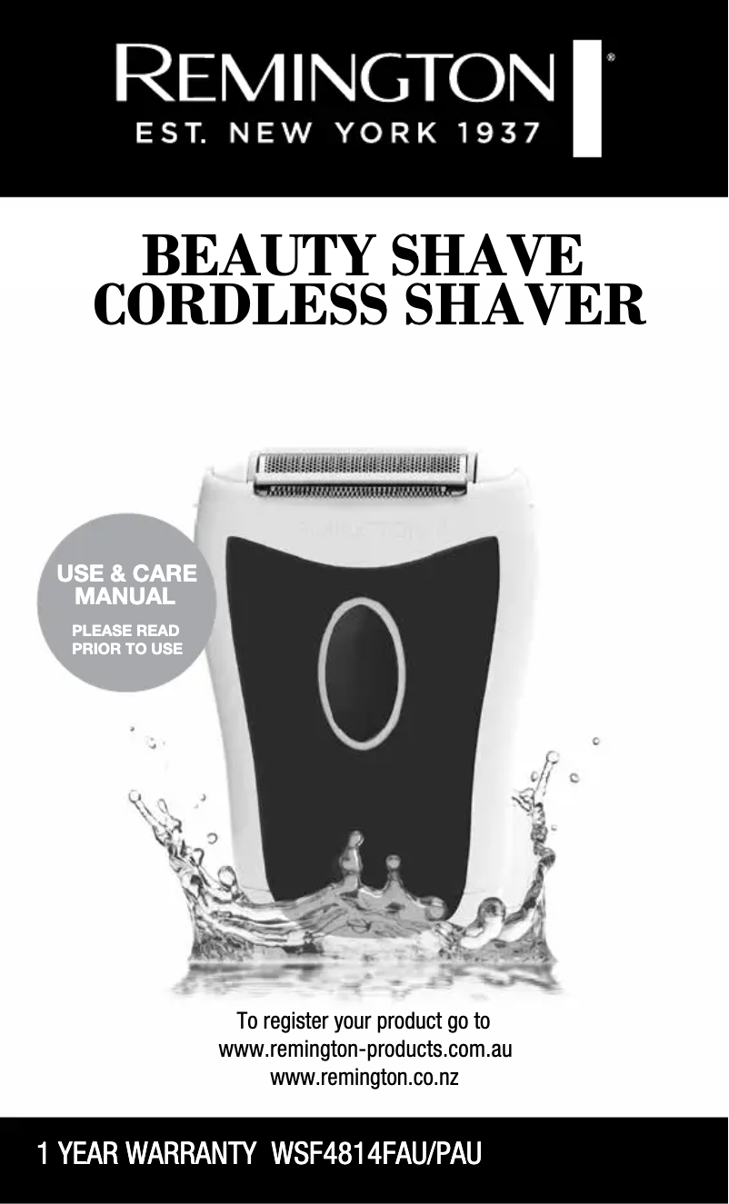 Page 1 de la notice Manuel utilisateur Remington Beauty Shave WSF4814FAU