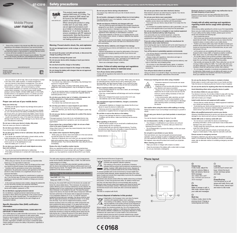 Image de la première page du manuel de l'appareil Rex 60 GT-C3310