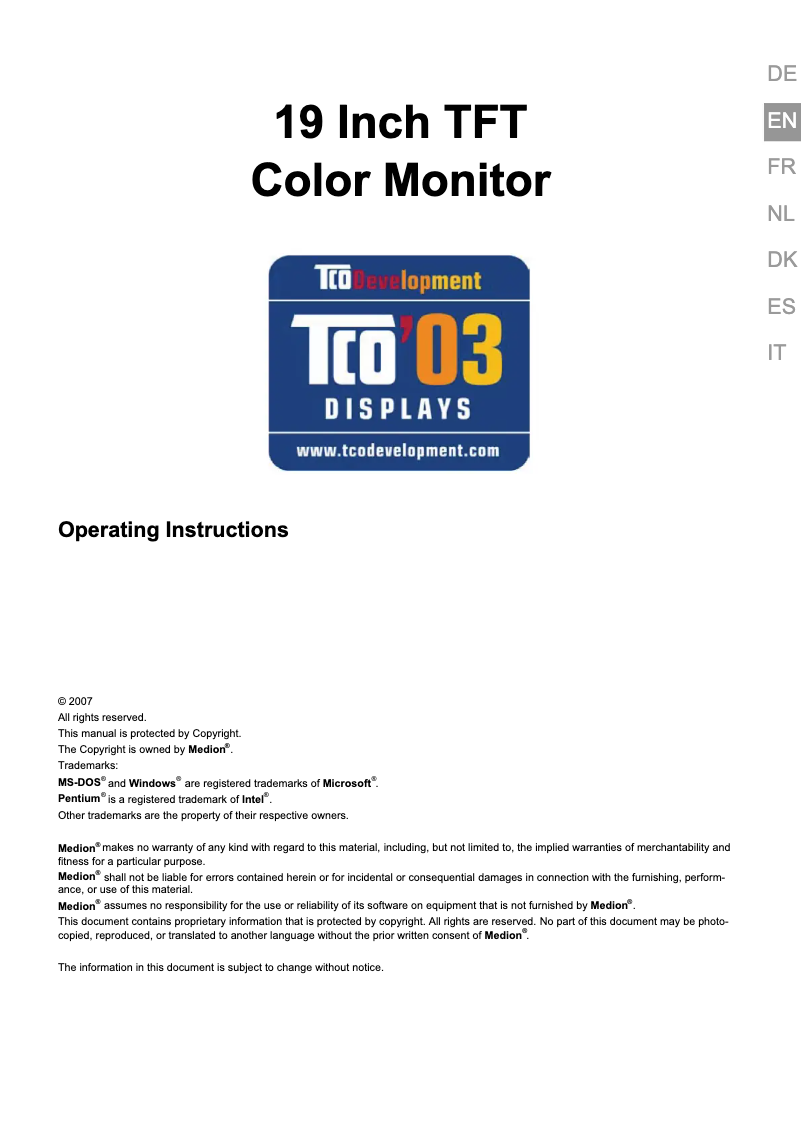 Página 1 del manual Manual de usuario Medion Akoya P53003 (MD 30999)