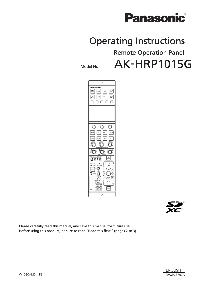 Page 1 de la notice Manuel utilisateur Panasonic AK-HRP1015G