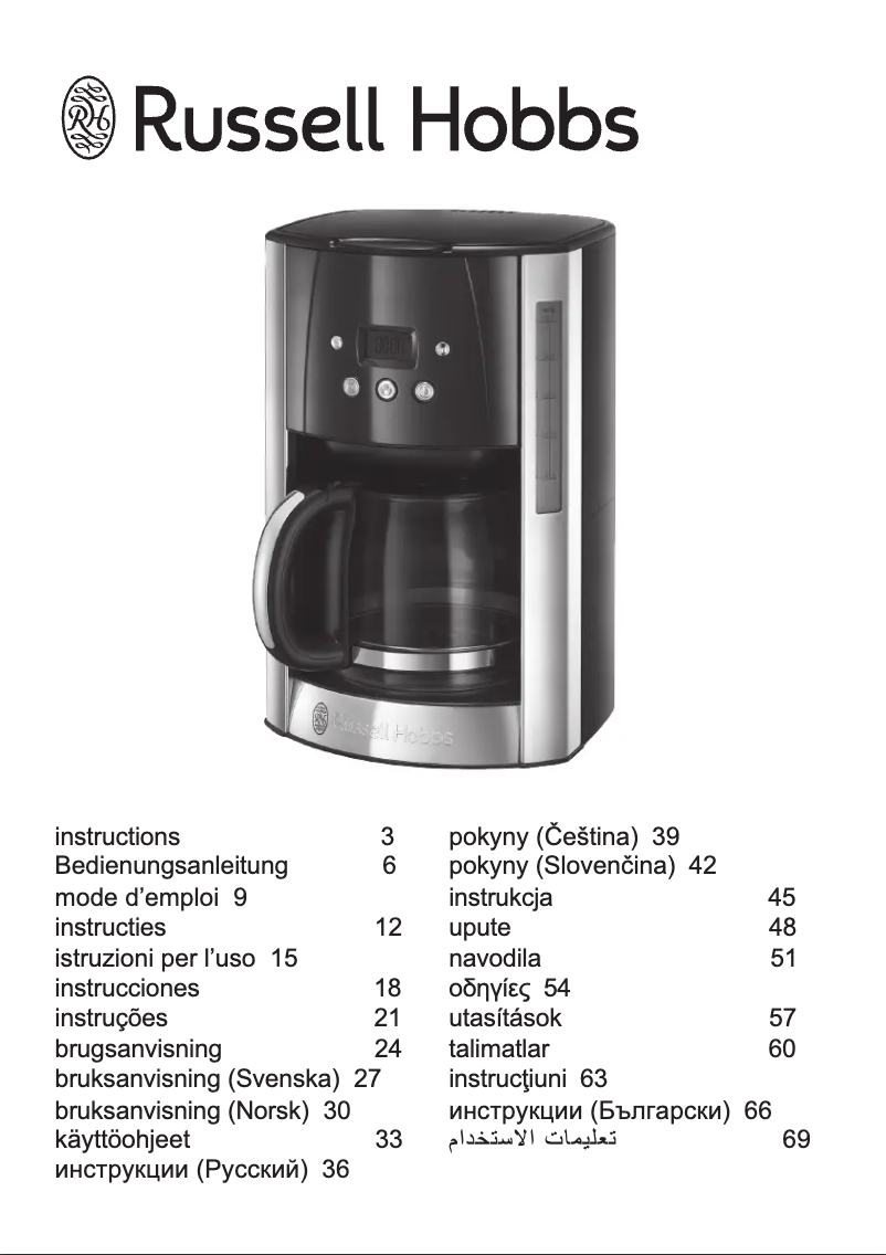 Page n°1 - Manuel utilisateur Russell Hobbs Luna Solar 23210