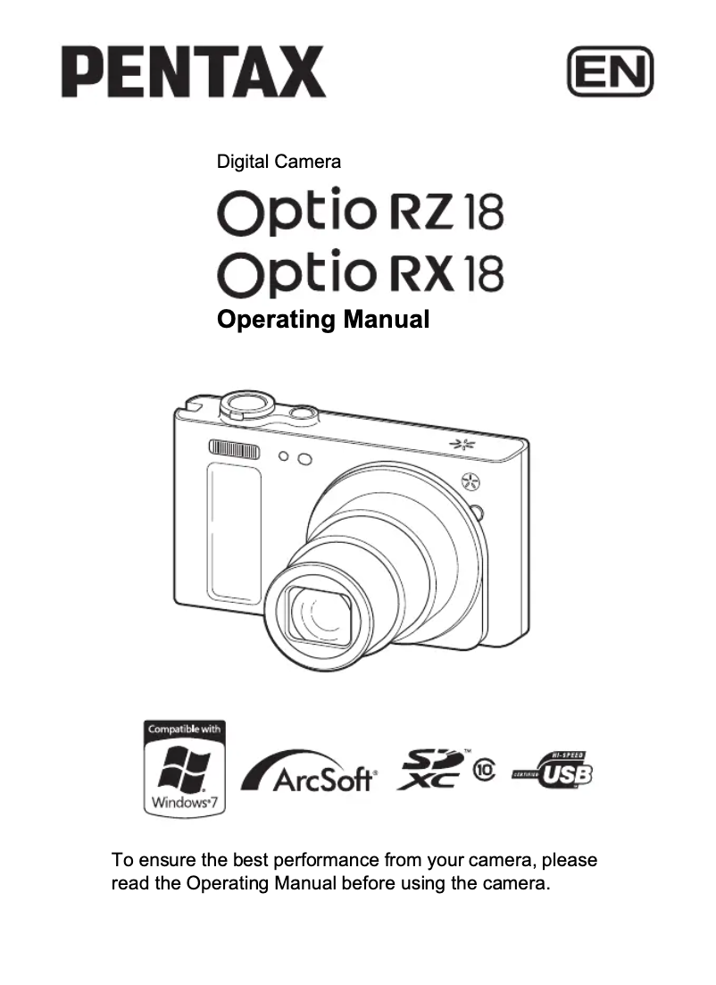 Imagen de la primera página del manual del dispositivo Optio RX 18