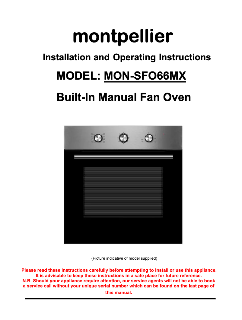 Page 1 de la notice Manuel utilisateur Montpellier SFO66MX