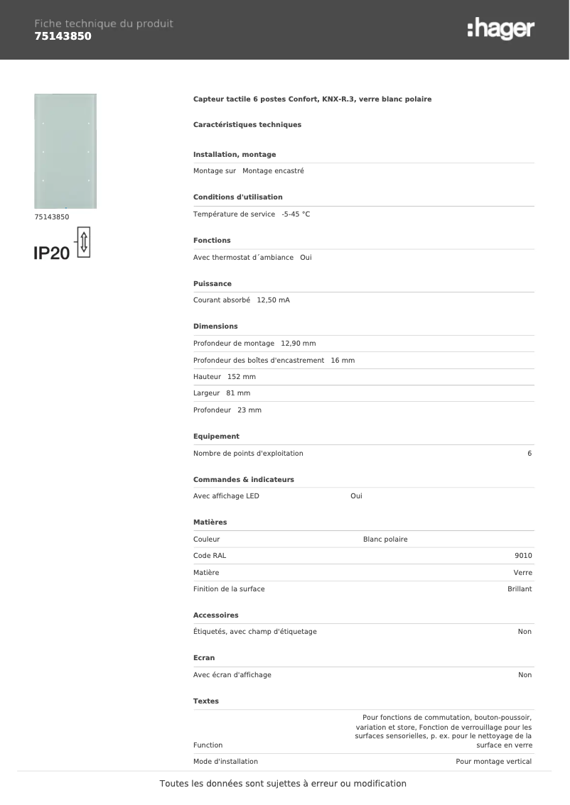 Image de la première page du manuel de l'appareil 75143850