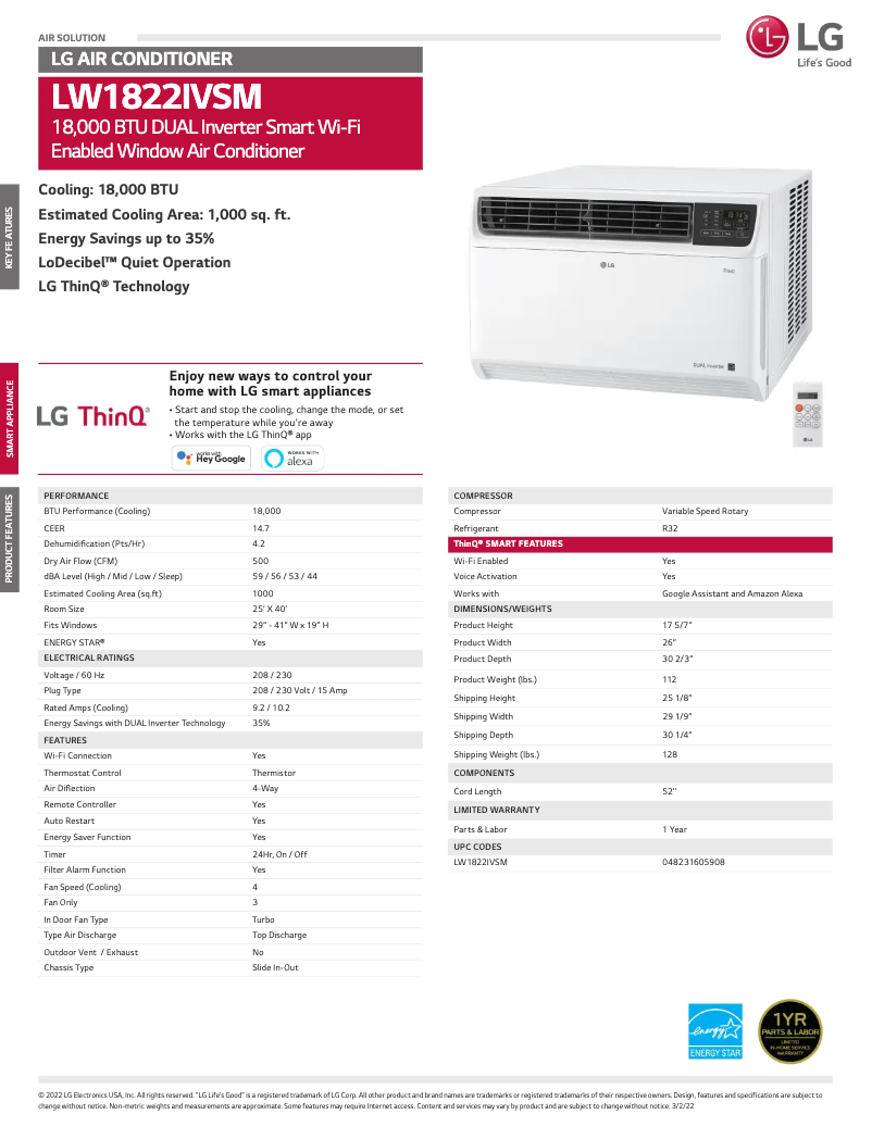 Image de la première page du manuel de l'appareil LW1822IVSM