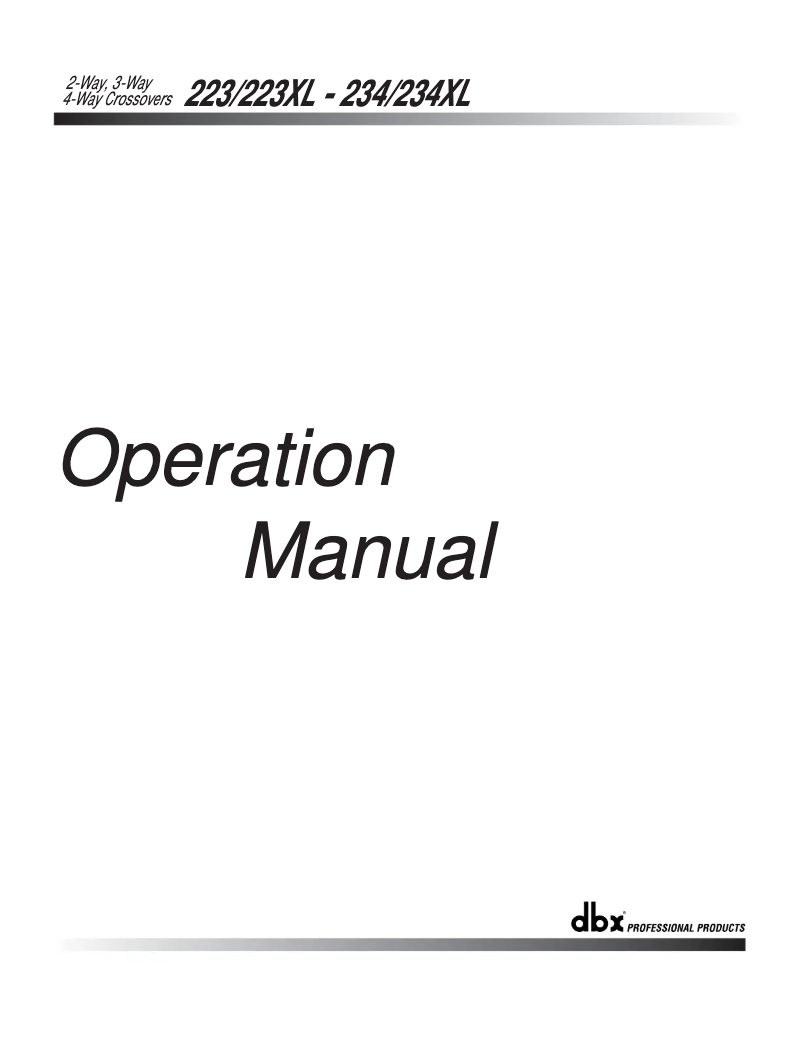 Page n°1 - Manuel utilisateur DBX 223