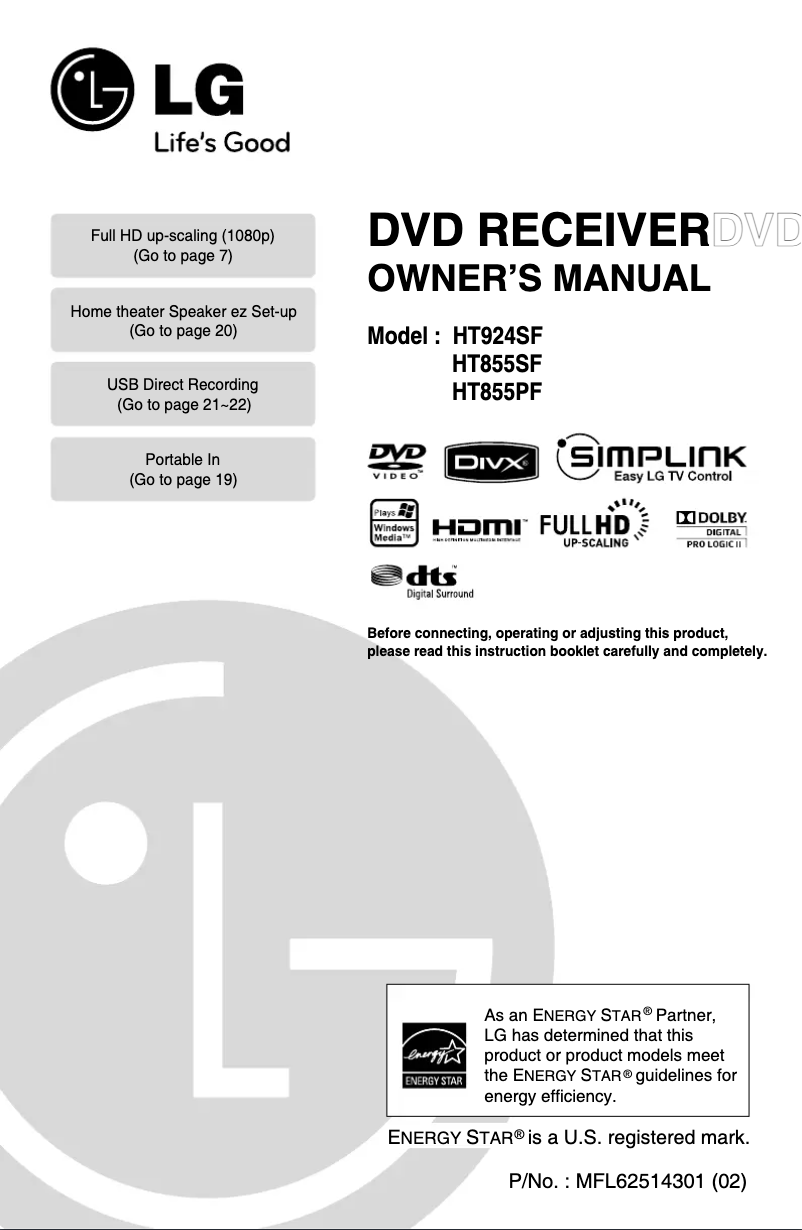 Image de la première page du manuel de l'appareil HT855PC