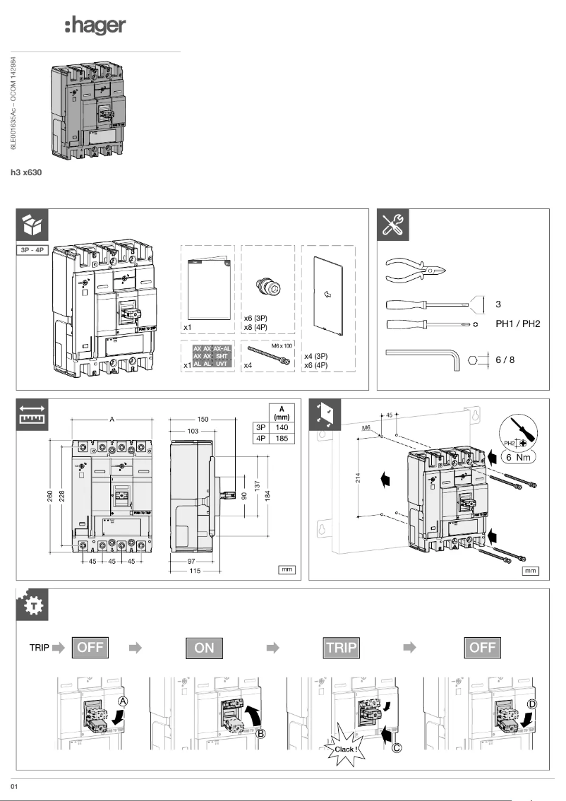 Page 1 de la notice Manuel utilisateur Hager HNJ401DR
