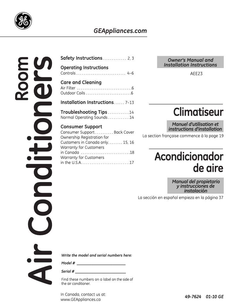 Image de la première page du manuel de l'appareil AEE23DN