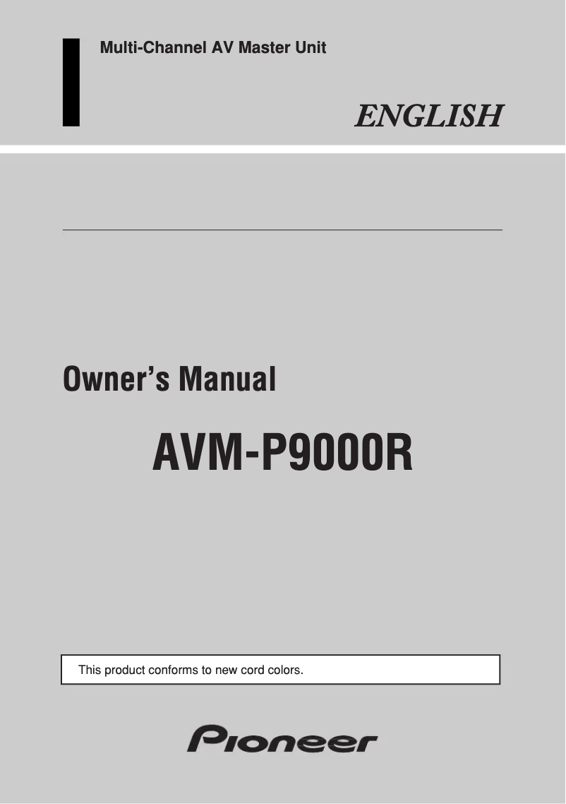 Image de la première page du manuel de l'appareil AVM-P9000R