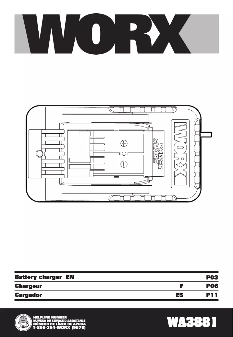 Page 1 de la notice Manuel utilisateur Worx WA3881