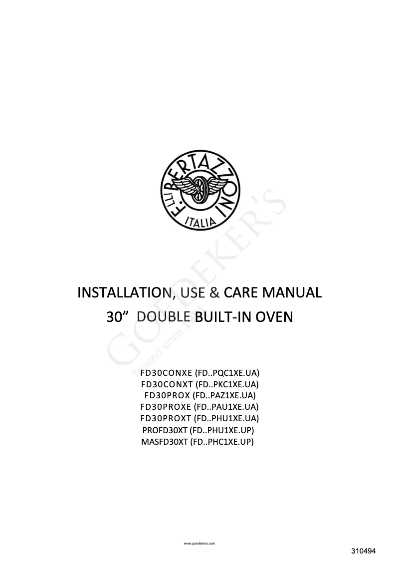 Page 1 de la notice Manuel utilisateur Bertazzoni FD30CONXT