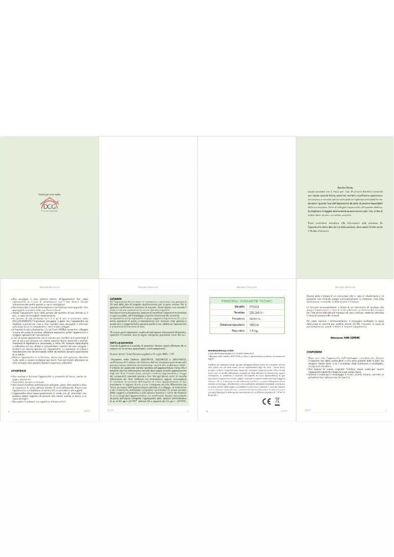 Page 1 de la notice Manuel utilisateur DCG PTC003