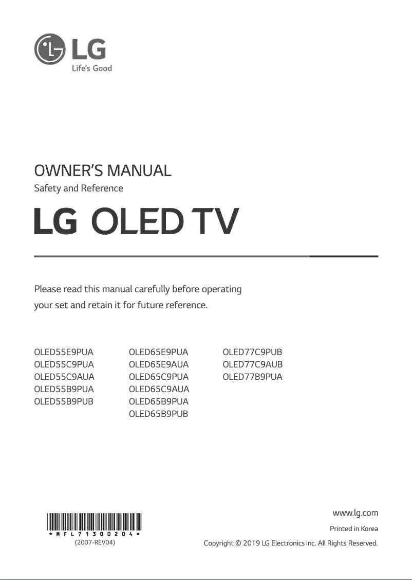 Página 1 del manual Manual de usuario LG OLED65B9PUB