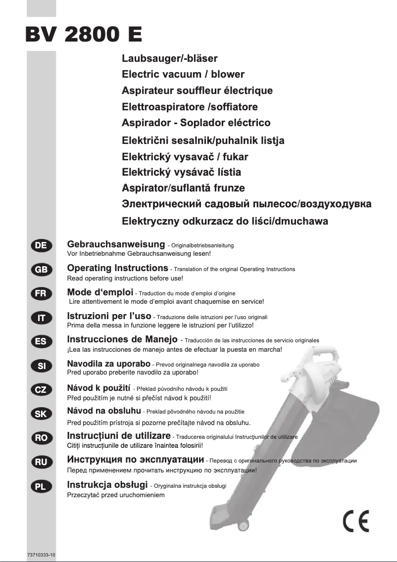 Image de la première page du manuel de l'appareil BV 2800 E