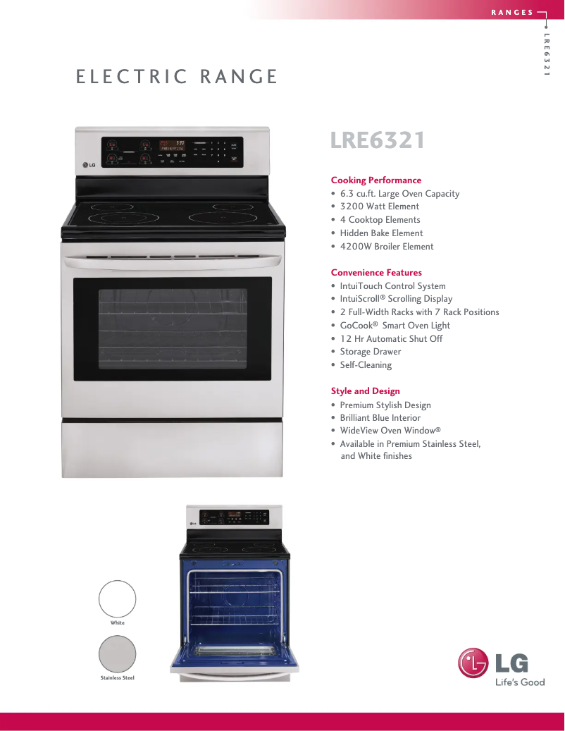 Página 1 del manual Ficha técnica LG LRE6321SW