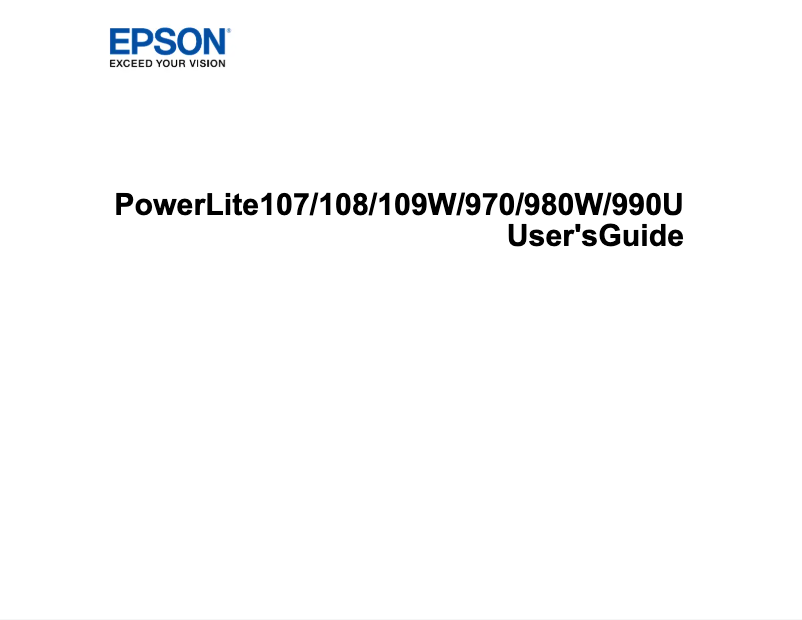 Page 1 de la notice Manuel utilisateur Epson PowerLite 990U
