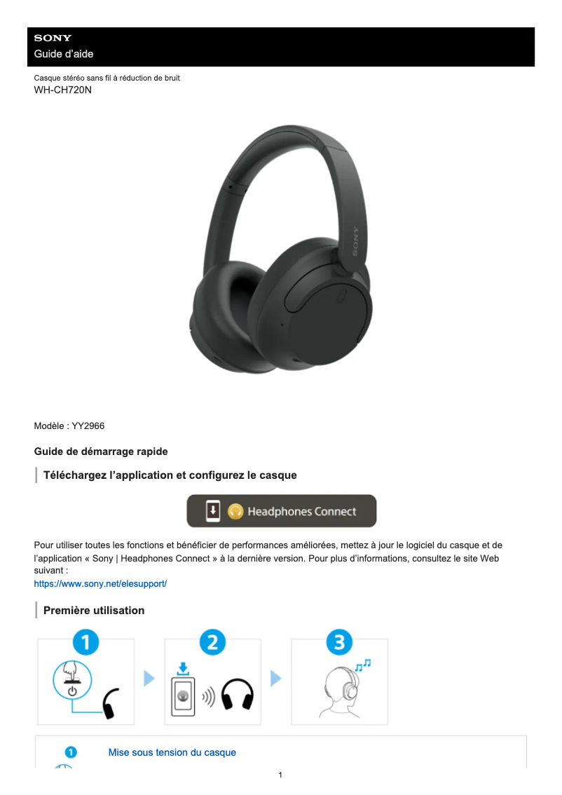 Página 1 del manual Manual de usuario Sony WH-CH720N
