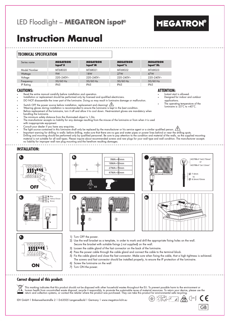 Página 1 del manual Manual de usuario Megatron MT68022