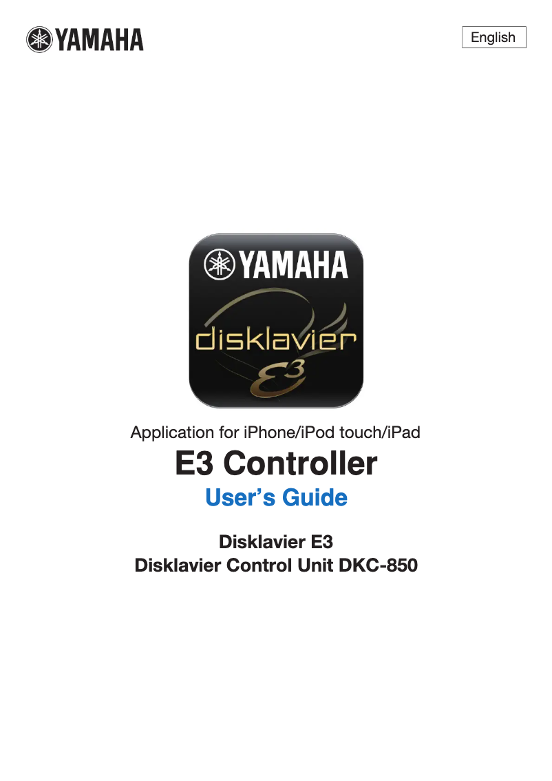 Image de la première page du manuel de l'appareil Diskklavier E3