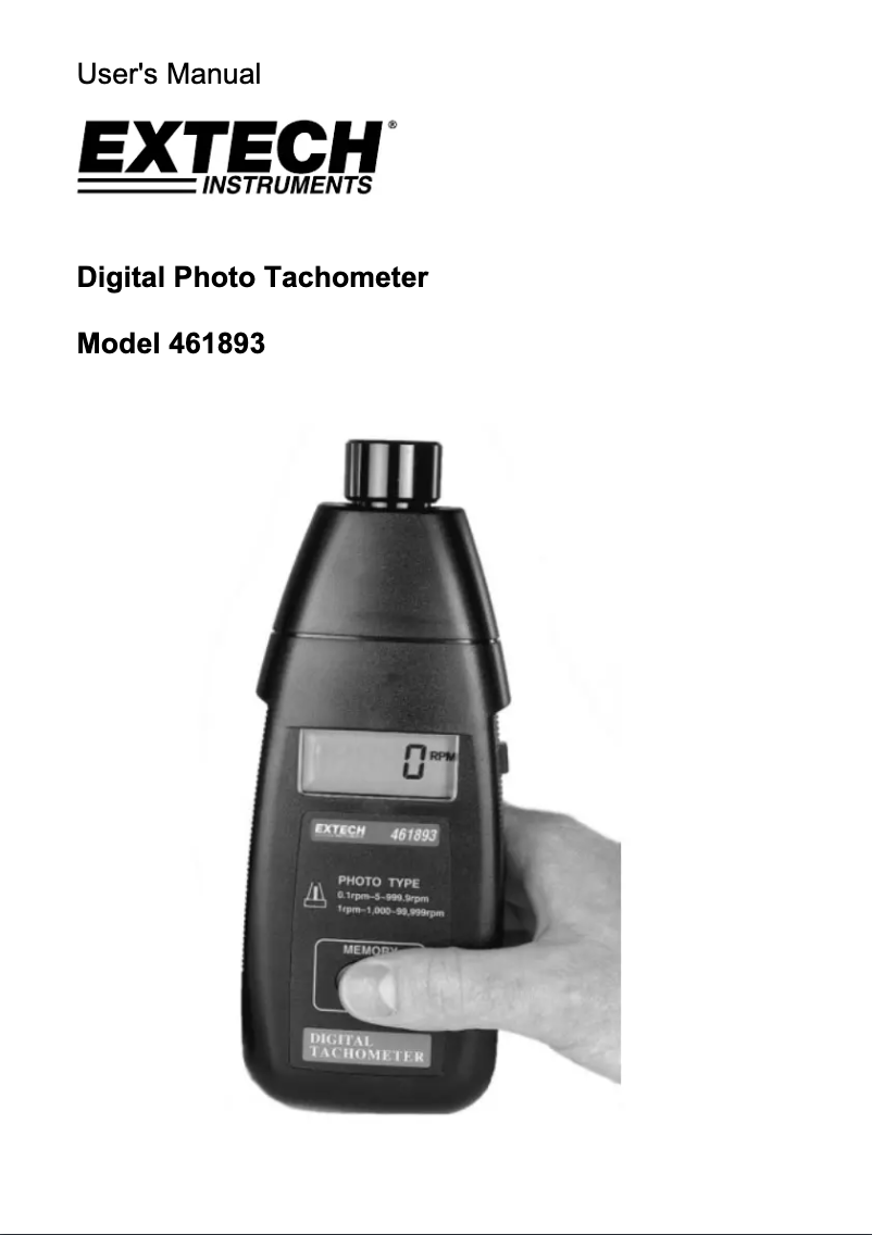 Page n°1 - Manuel utilisateur Extech 461893