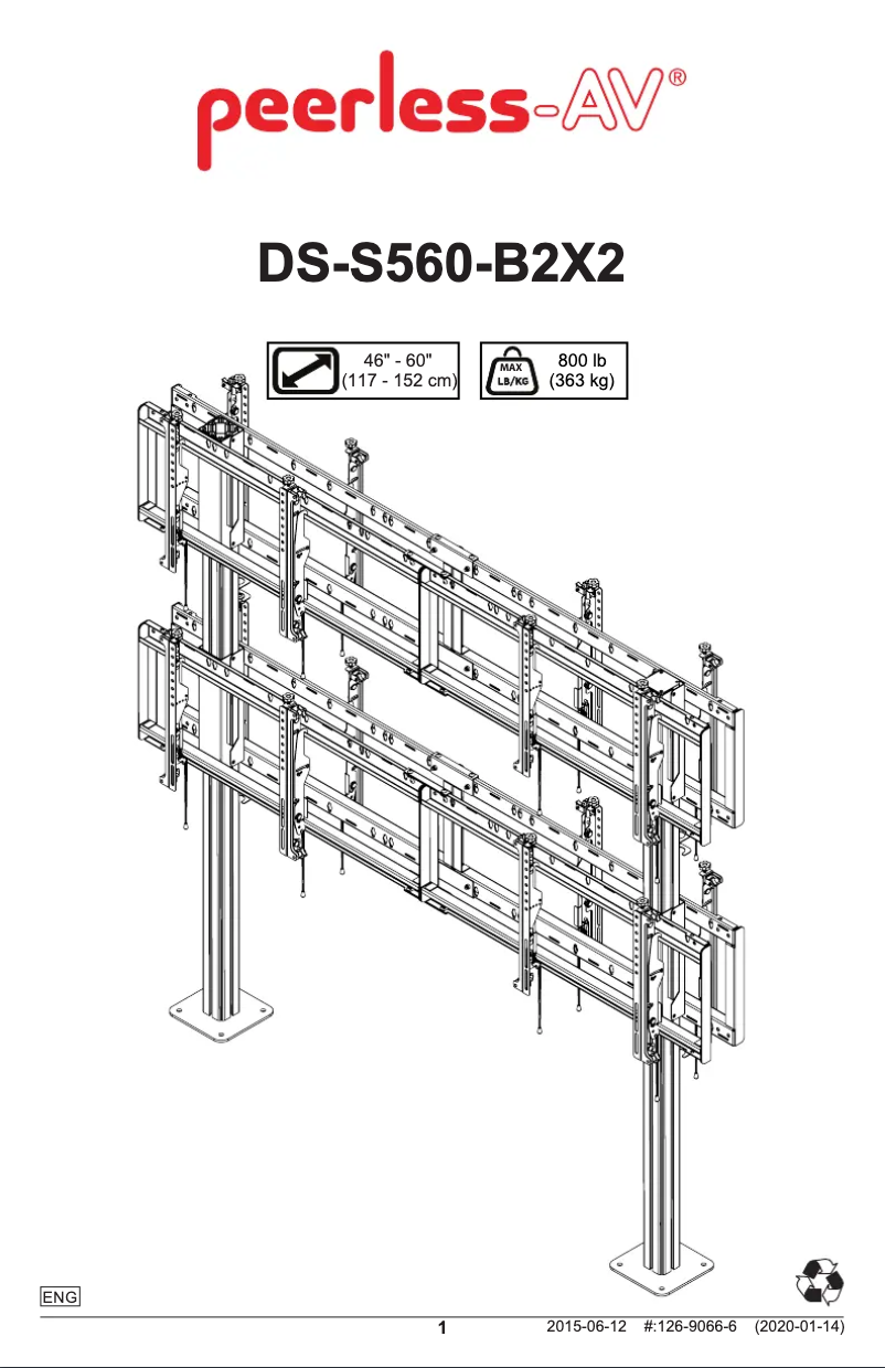 Page 1 de la notice Manuel utilisateur Peerless-AV SmartMount DS-S560-B2X2