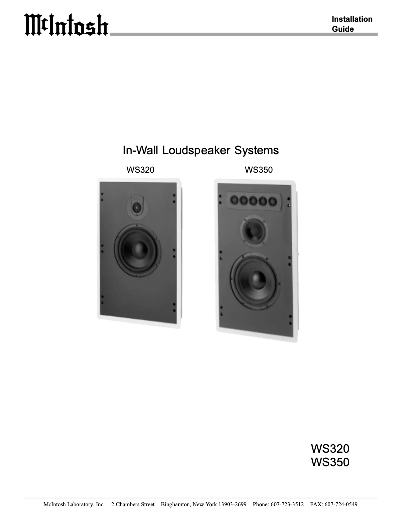 Page 1 de la notice Manuel utilisateur McIntosh WS350