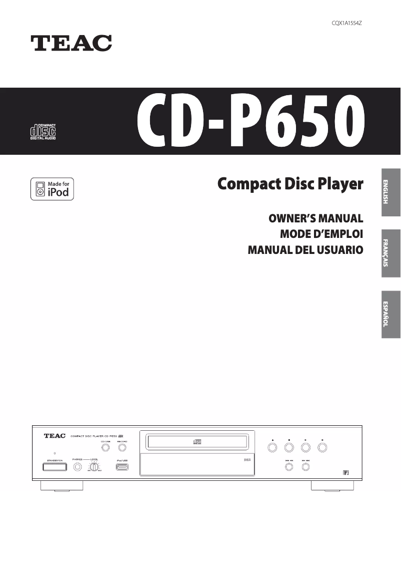 Image de la première page du manuel de l'appareil CD-P650