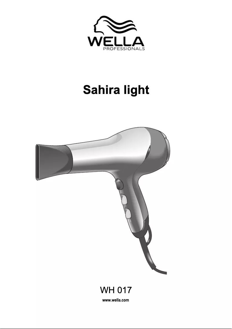Page n°1 - Manuel utilisateur Wella Sahira Light WH 017