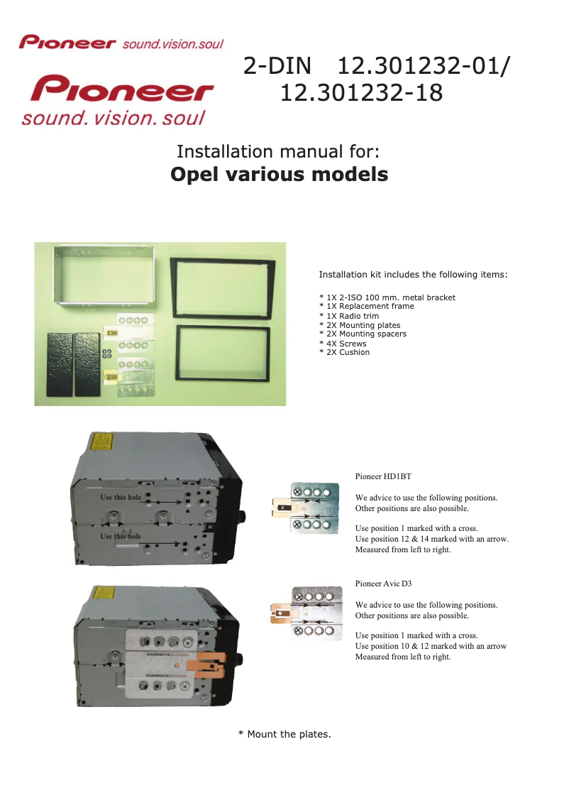 Page n°1 - Manuel utilisateur Pioneer 12.301232-01