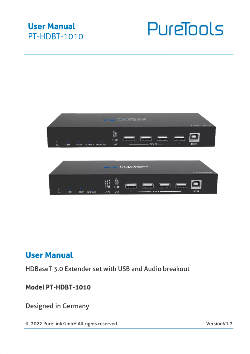 Page 1 de la notice Manuel utilisateur PureTools PT-HDBT-1010