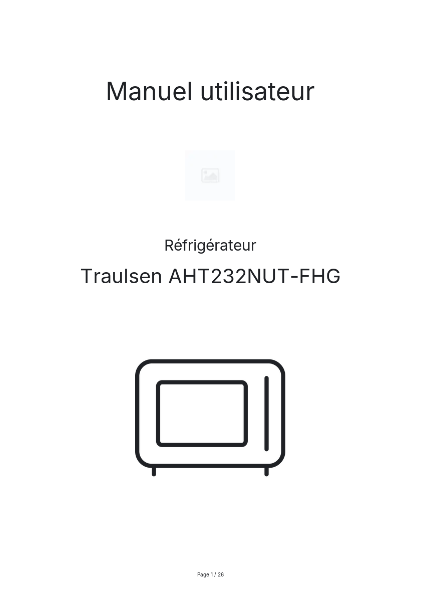 Image de la première page du manuel de l'appareil AHT232NUT-FHG