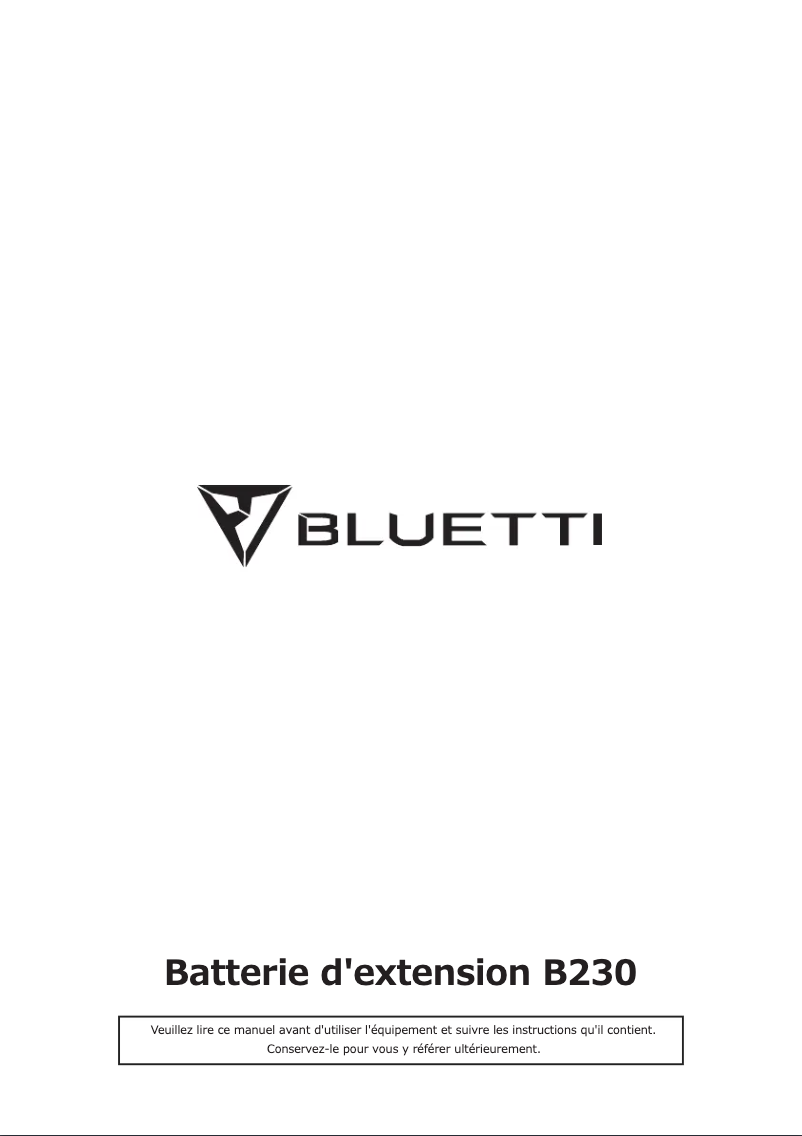 Page n°1 - Manuel utilisateur Bluetti B230