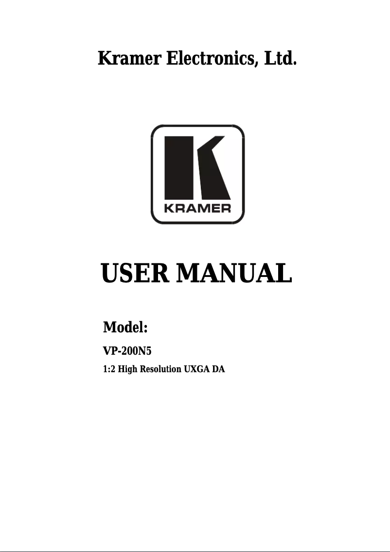 Imagen de la primera página del manual del dispositivo VP-200N5