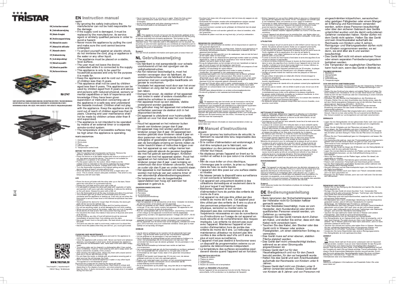 Page 1 de la notice Manuel utilisateur TriStar RA-2747