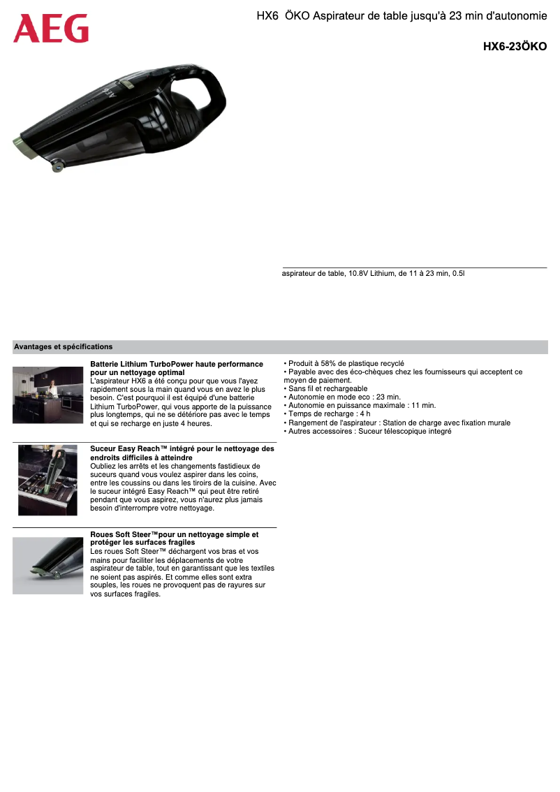 Page n°1 - Fiche technique AEG HX6-23ÖKO