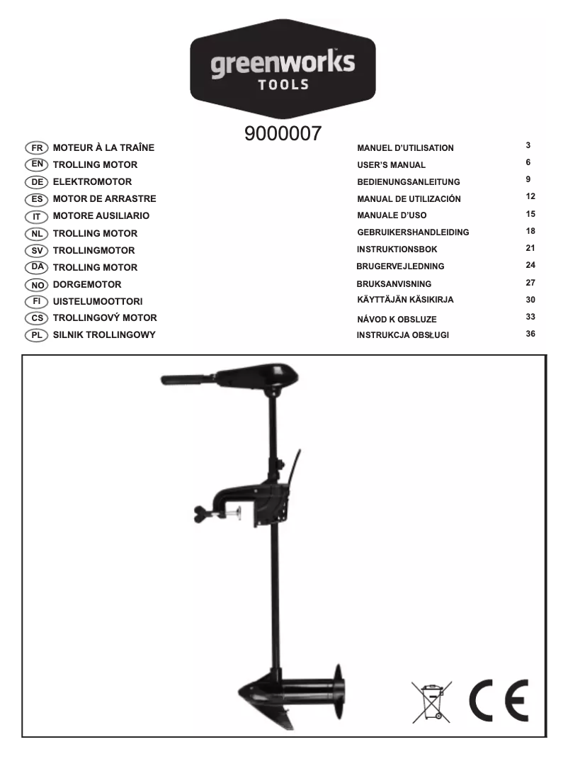 Page 1 de la notice Manuel utilisateur Greenworks 9000007