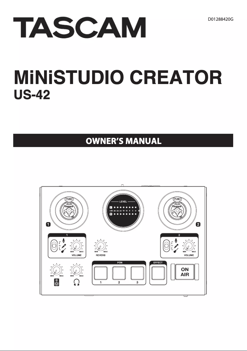 Page 1 de la notice Manuel utilisateur Tascam MiNiSTUDIO Creator US-42