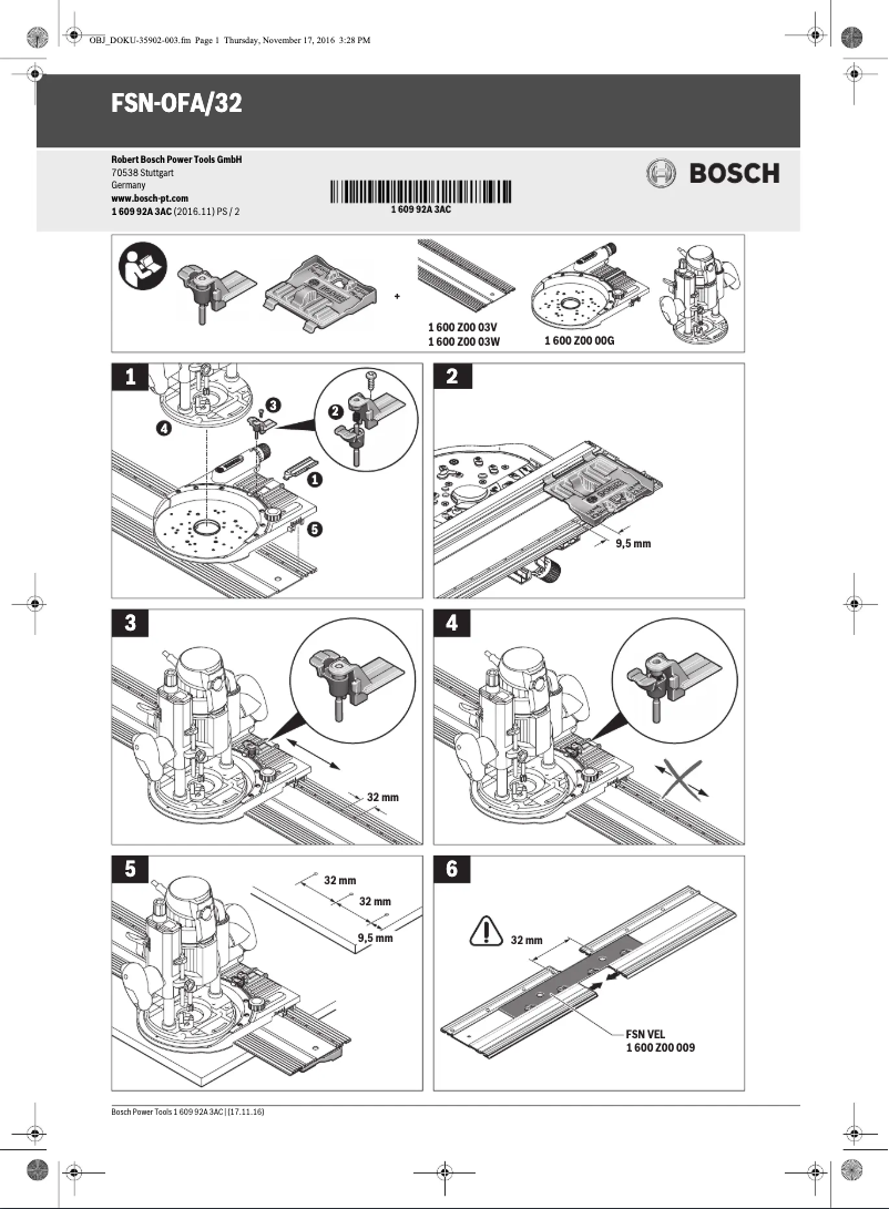 Page 1 de la notice Manuel utilisateur Bosch FSN 1600 Professional