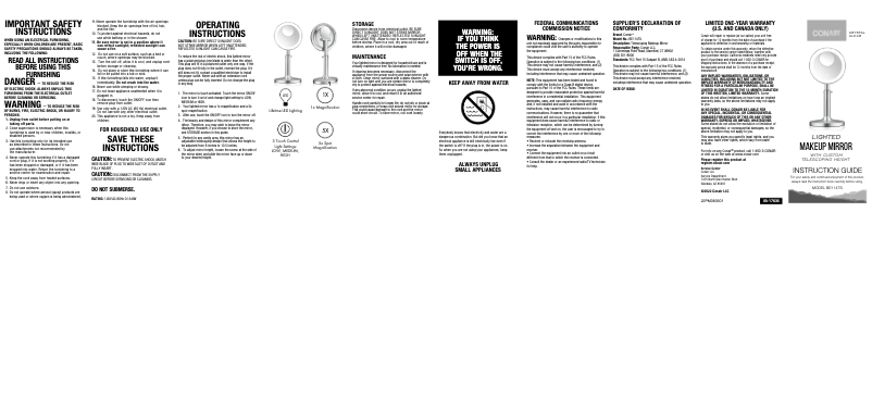 Page 1 de la notice Manuel utilisateur Conair BE114TS