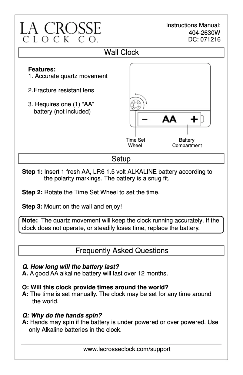 Page 1 de la notice Manuel utilisateur La Crosse Technology 404-2630W